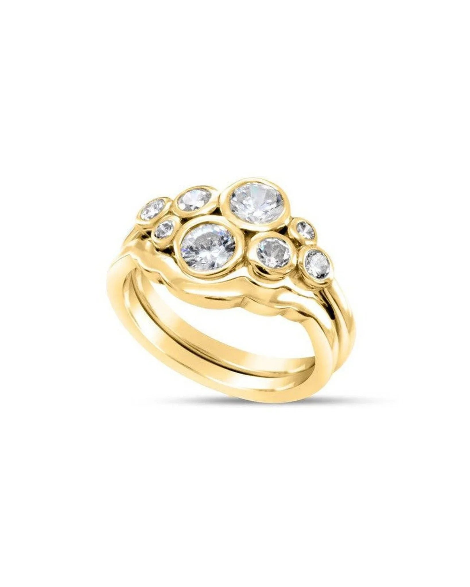 Water Bubbles Diamond Platinum Cluster Ring (Fitted Band Optional) Ring Pruden and Smith 18ct Yellow Gold