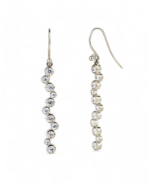 Water Bubbles Diamond White Gold Drop Earrings (Long) Earrings Pruden and Smith
