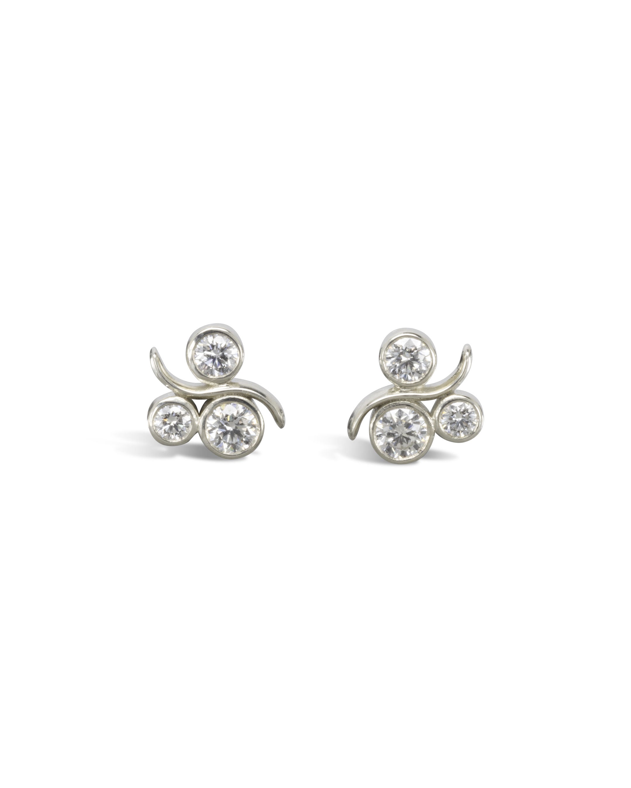 Water Bubbles White Gold Diamond Stud Earrings Earrings Pruden and Smith