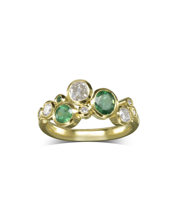 Water Bubbles Emerald and Diamond Ring Ring Pruden and Smith