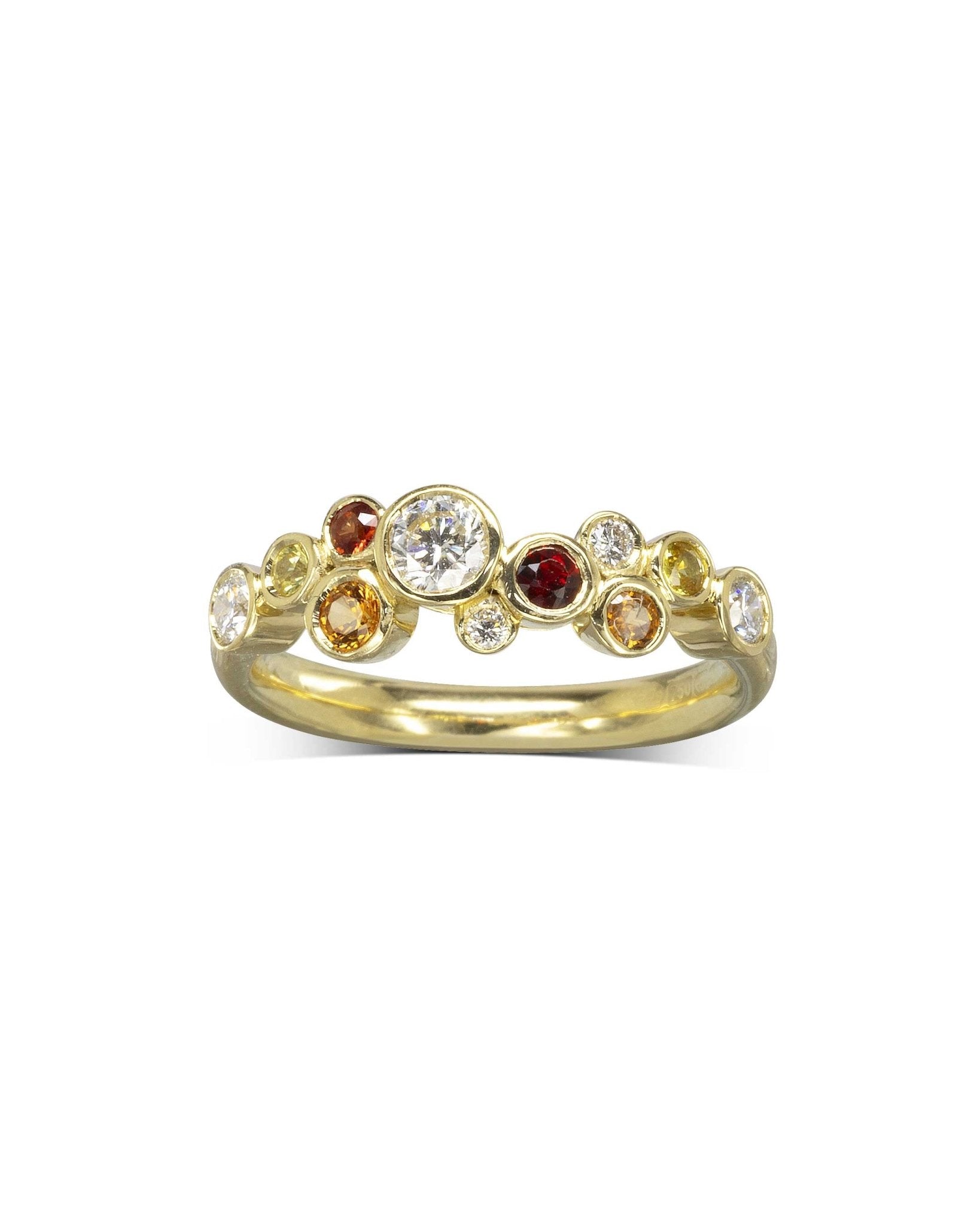 Water Bubbles Fire Sapphire Diamond Half Eternity Ring Ring Pruden and Smith