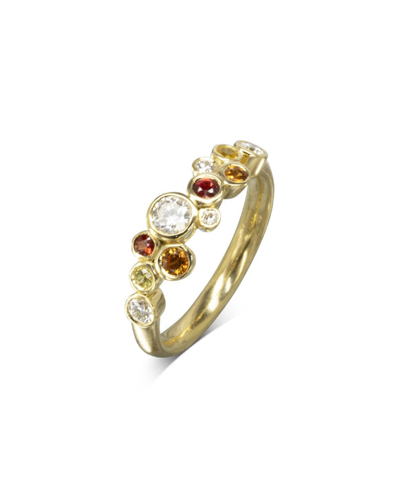 Water Bubbles Fire Sapphire Diamond Half Eternity Ring Ring Pruden and Smith