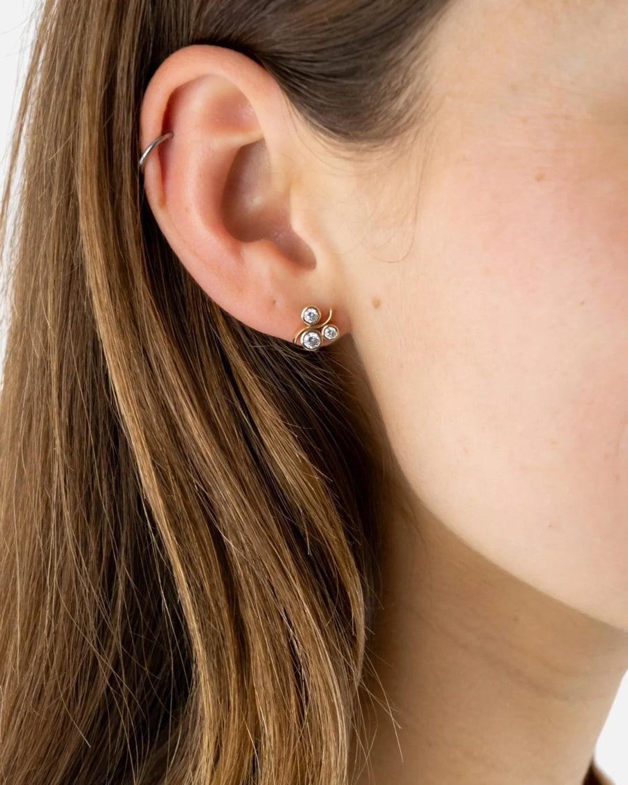 Water Bubbles Yellow Gold Diamond Stud Earrings Earrings Pruden and Smith