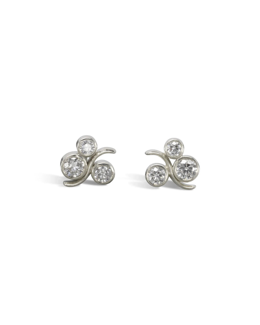 Unique Water Bubbles White Gold Diamond Stud Earrings Earrings Pruden and Smith
