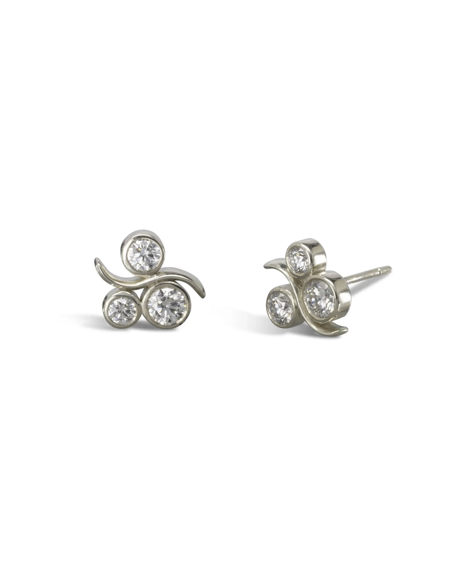 Unusual Water Bubbles White Gold Diamond Stud Earrings Earrings Pruden and Smith