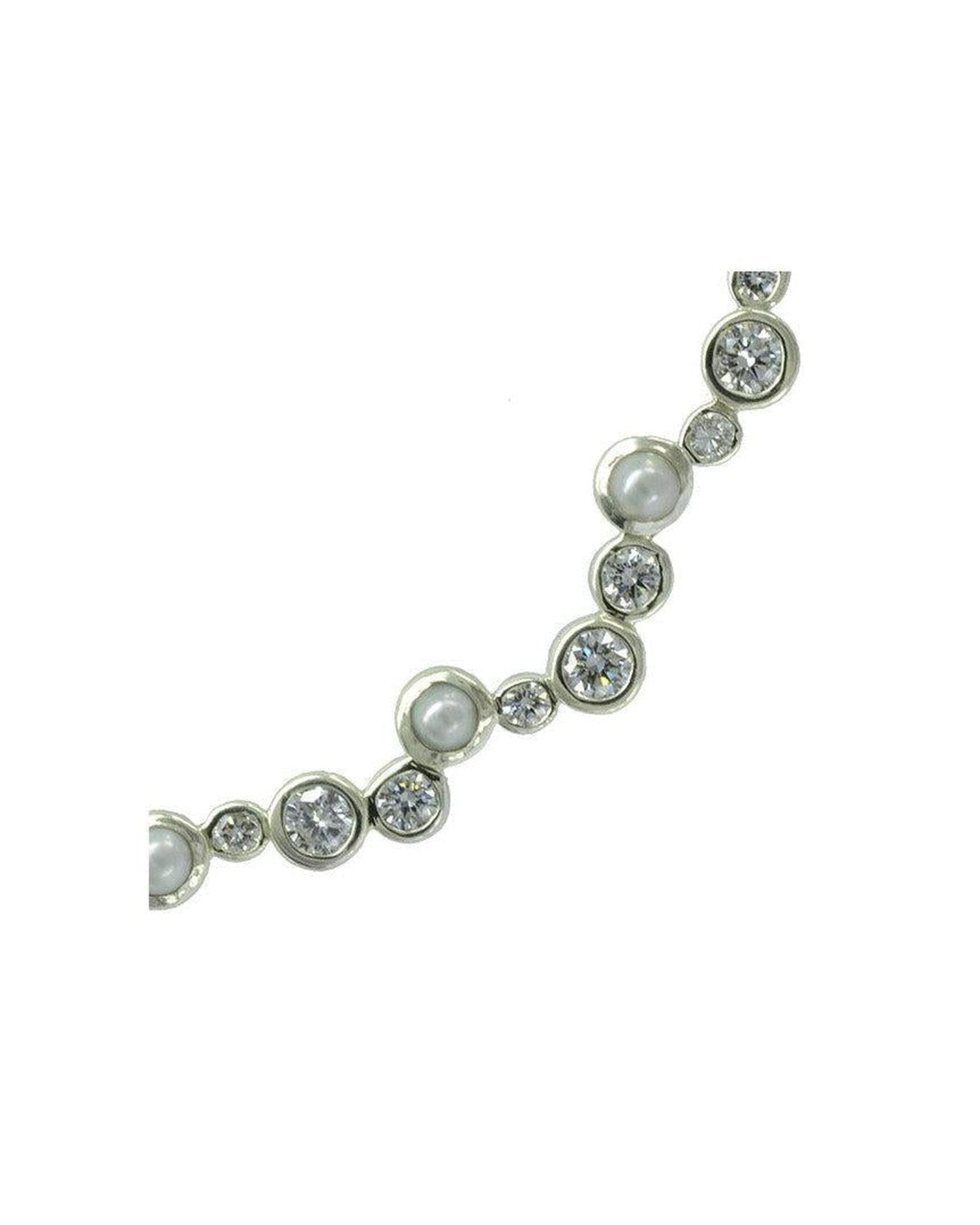 Water Bubbles Offset Diamond and Pearl Necklace Necklace Pruden and Smith
