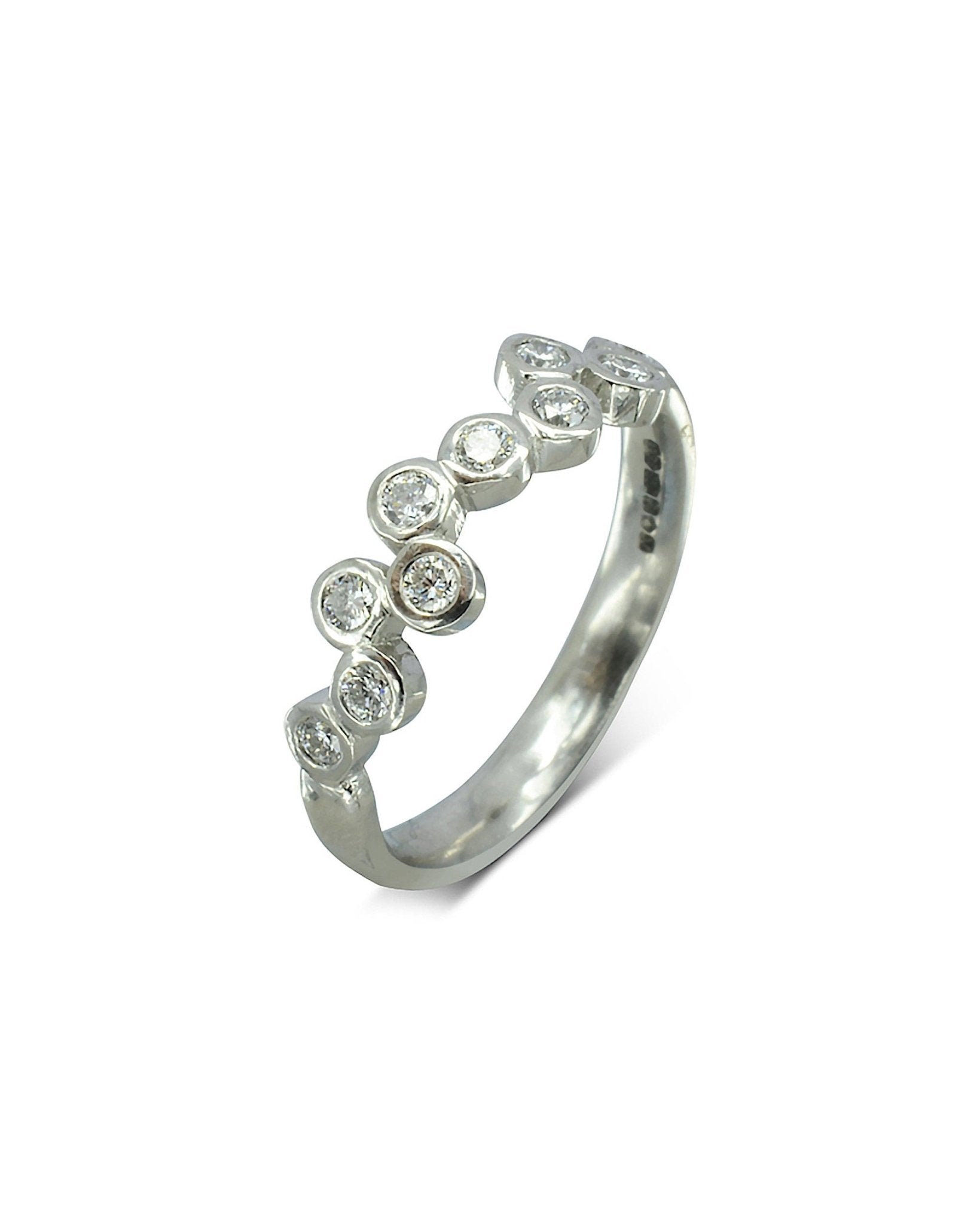 Water Bubbles Offset Diamond Ring Ring Pruden and Smith