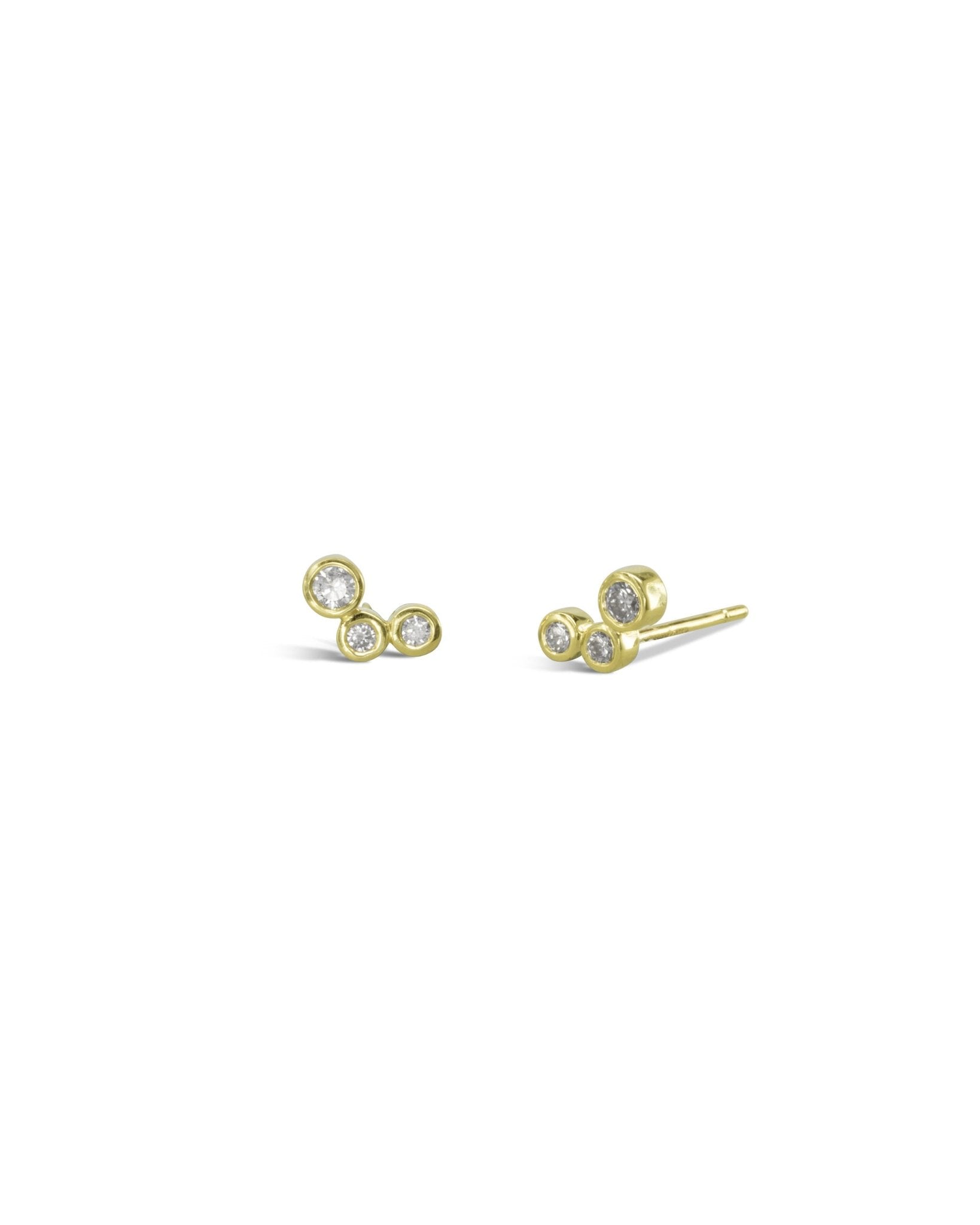 Water Bubbles Offset Diamond Stud Earrings Earrings Pruden and Smith