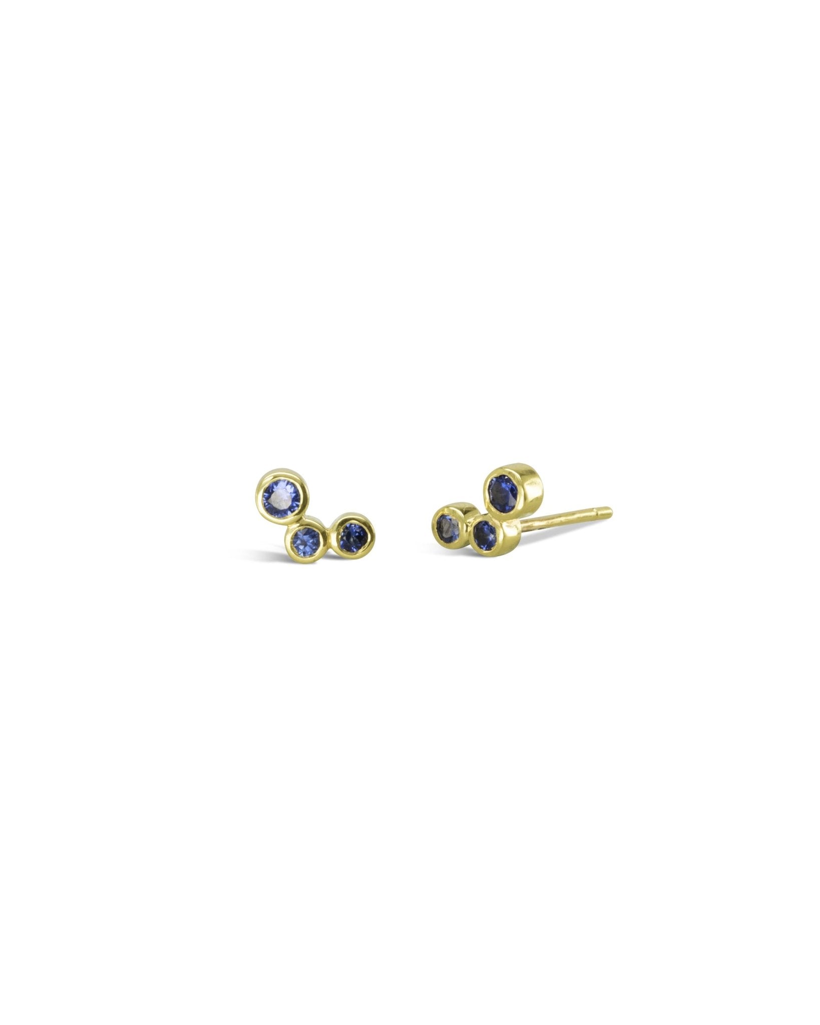 Water Bubbles Offset Gemstone Stud Earrings Earrings Pruden and Smith Sapphire - Blue