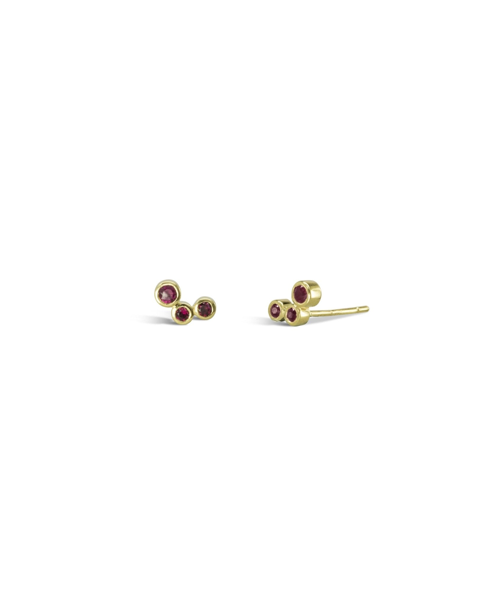 Water Bubbles Offset Gemstone Stud Earrings Earrings Pruden and Smith Ruby
