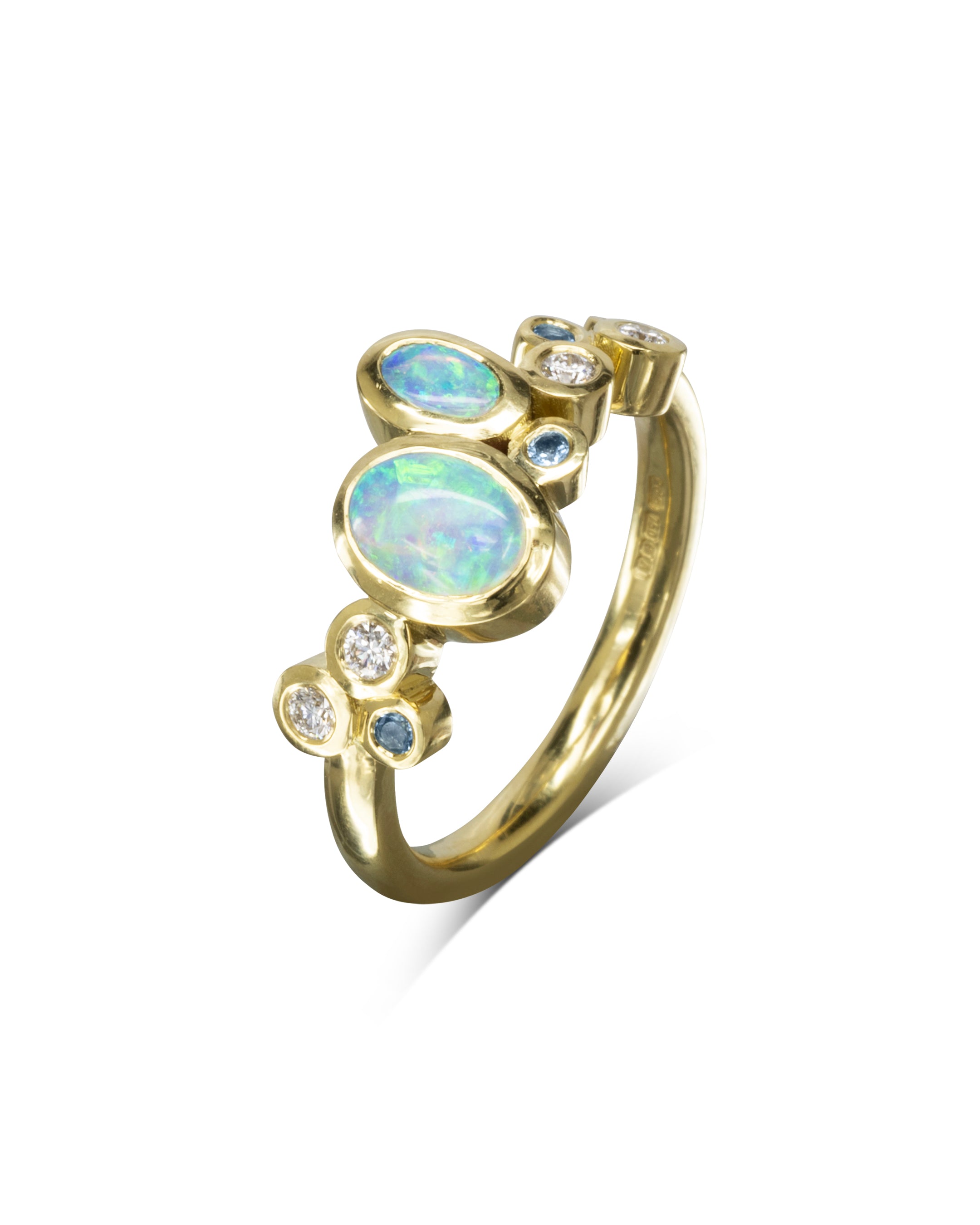 Water Bubbles Offset Opal Ring Ring Pruden and Smith
