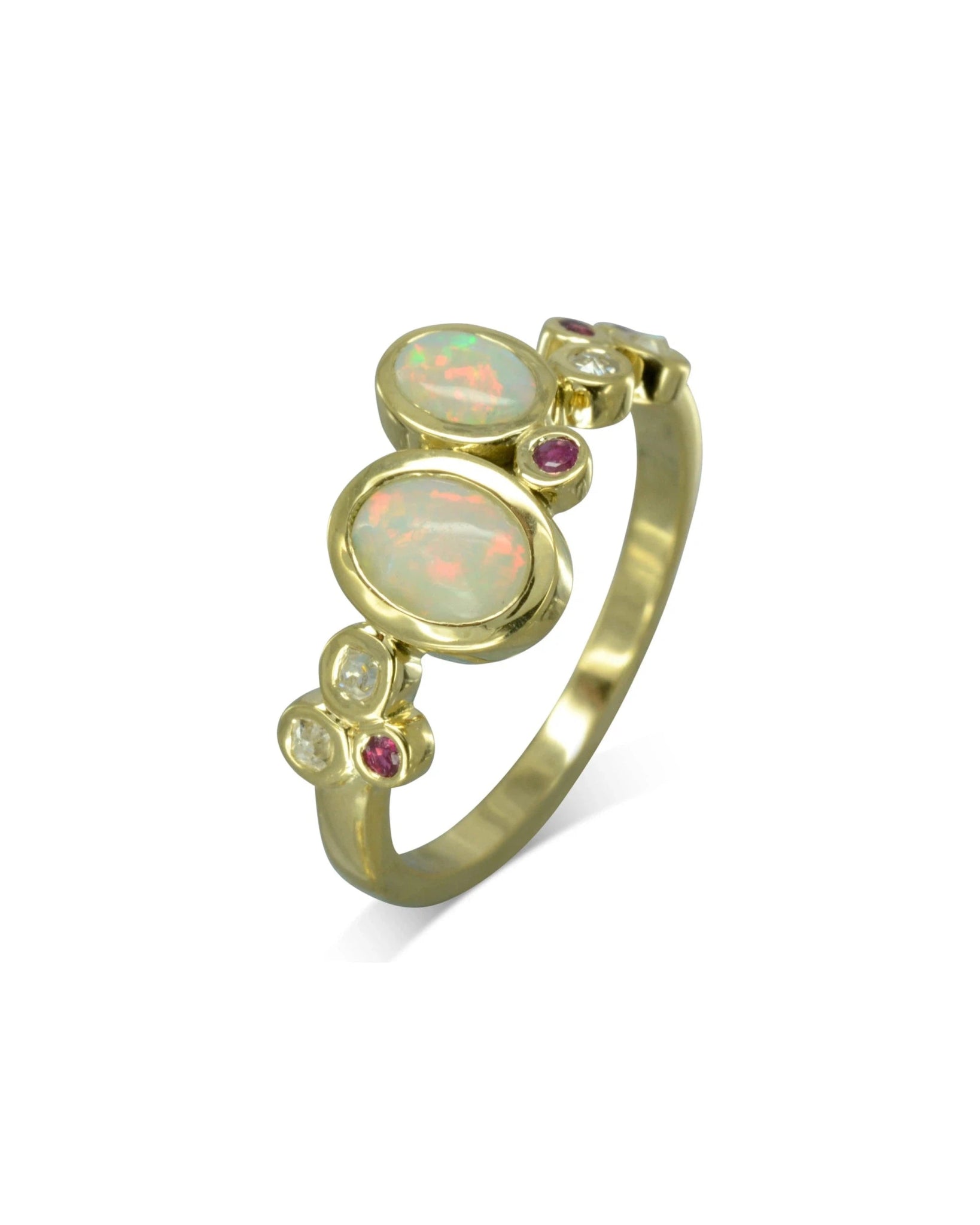 Water Bubbles Offset Opal Ring Ring Pruden and Smith