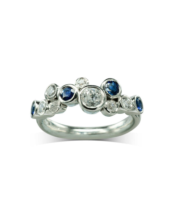 Water Bubbles Random Sapphire and Diamond Eternity Ring Ring Pruden and Smith