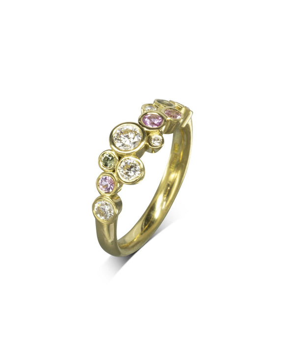 Water Bubbles Spring Sapphire Diamond Half Eternity Ring Ring Pruden and Smith