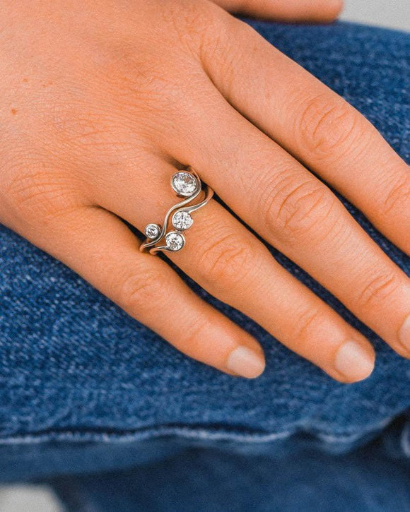 Water Bubbles Swirl Diamond Ring Ring Pruden and Smith