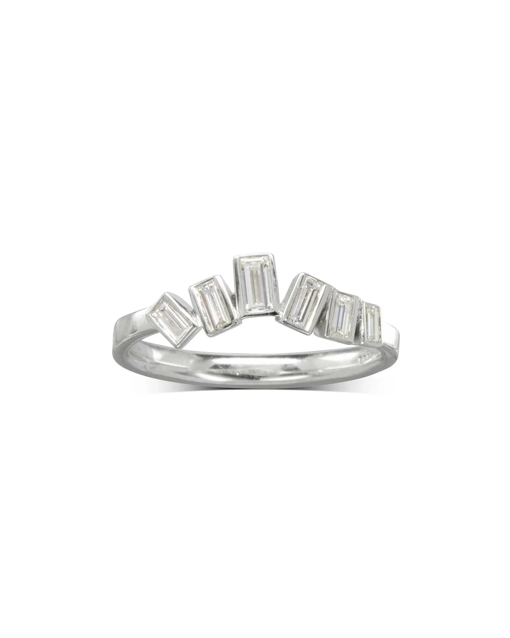 Wave Baguette Diamond Half Eternity Ring Ring Pruden and Smith