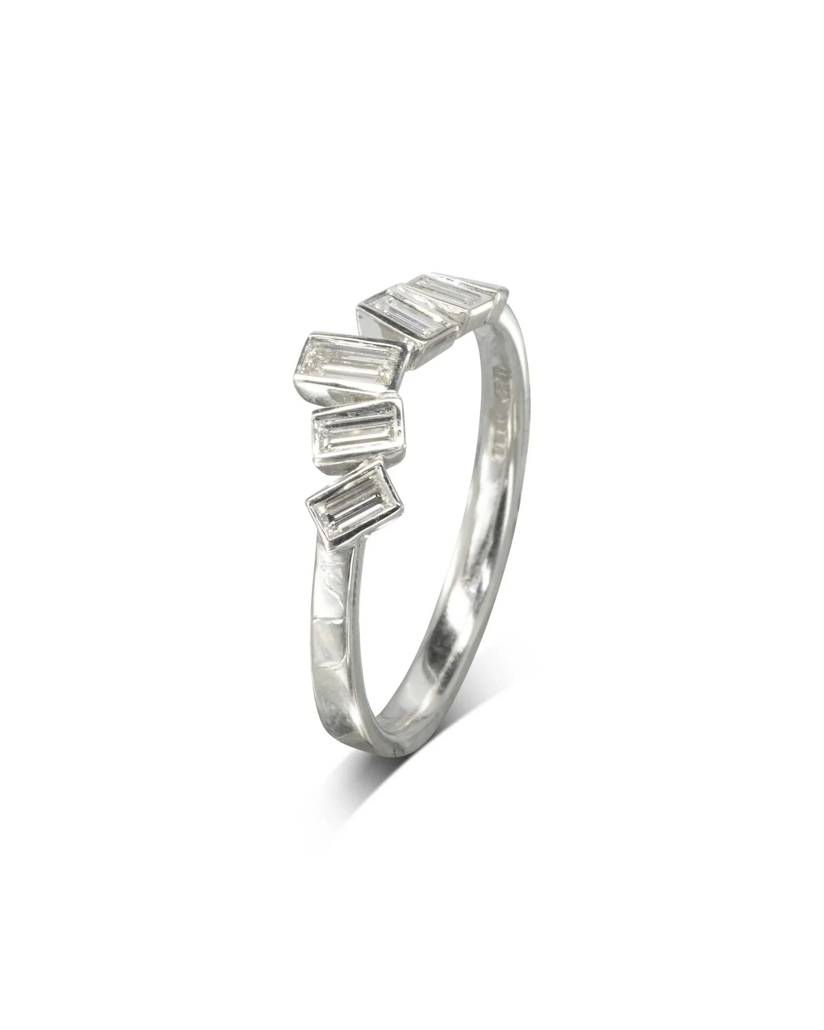 Wave Baguette Diamond Half Eternity Ring Ring Pruden and Smith