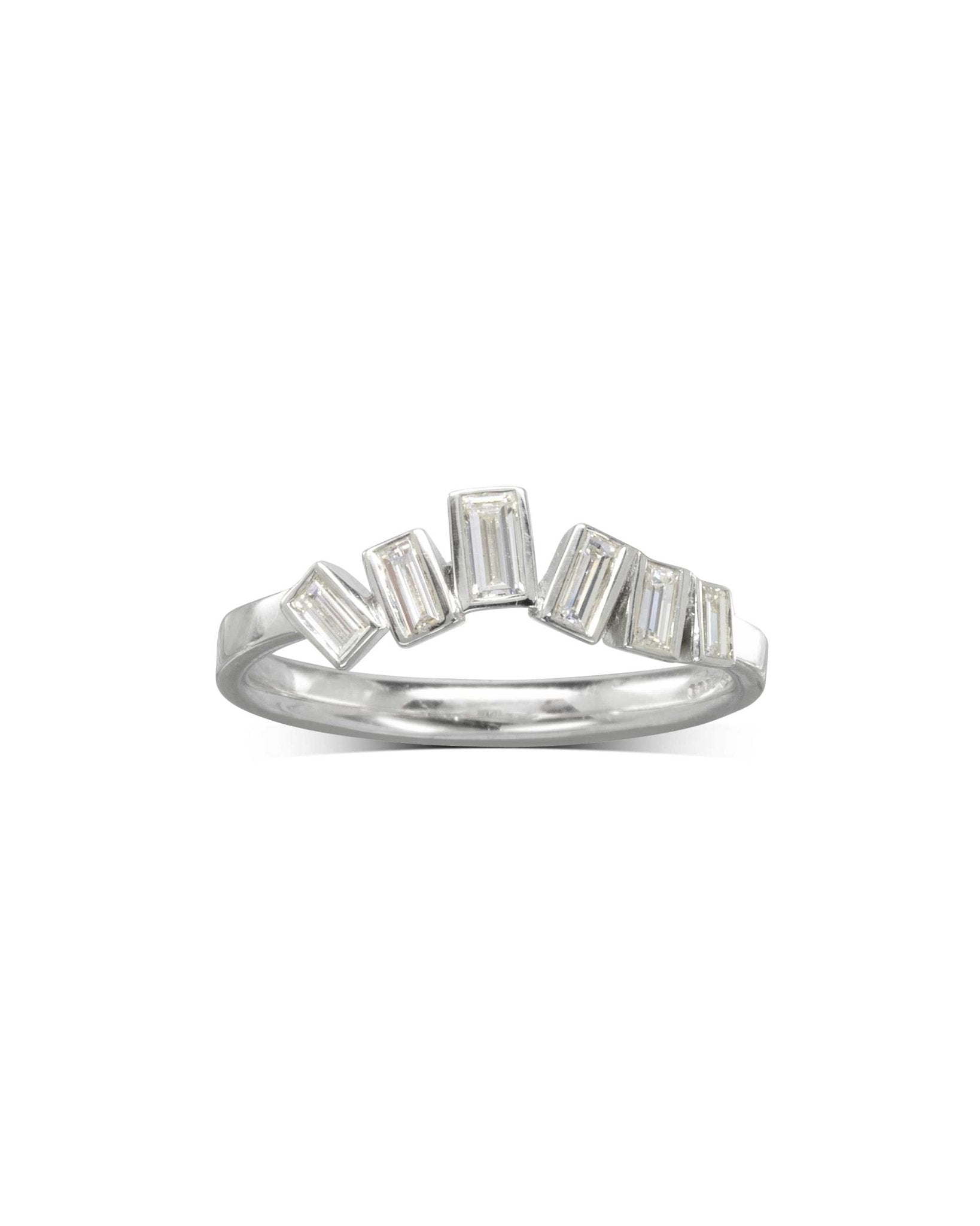Wave Baguette Diamond Half Eternity Ring Ring Pruden and Smith