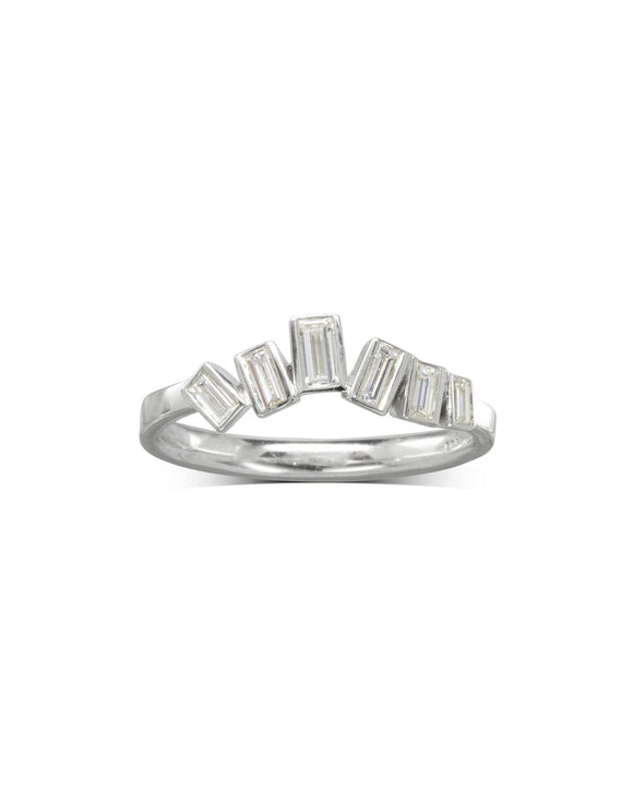 Wave Baguette Diamond Half Eternity Ring Ring Pruden and Smith