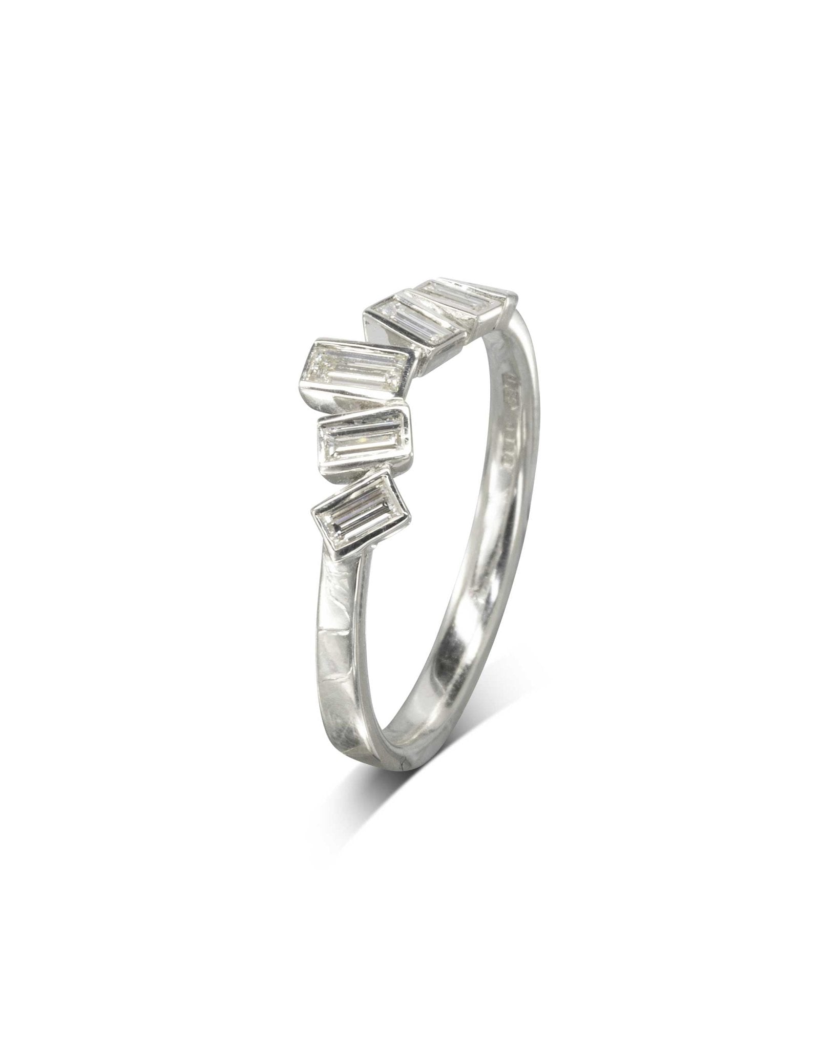 Wave Baguette Diamond Half Eternity Ring Ring Pruden and Smith