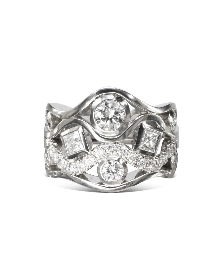 Wave Five Strand Unusual Diamond Ring Ring Pruden and Smith