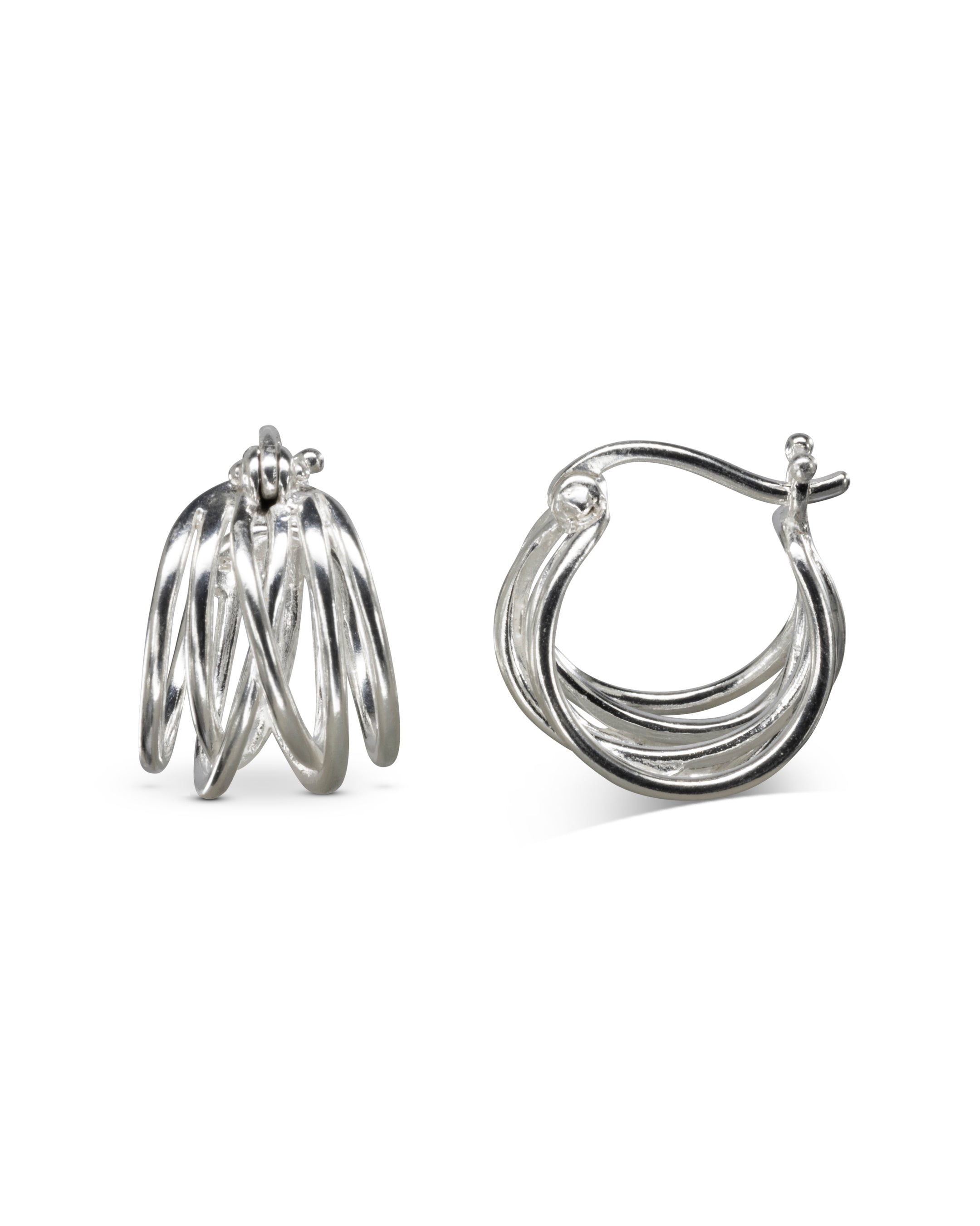 Six Strand Silver Hoop Earrings Pruden and Smith