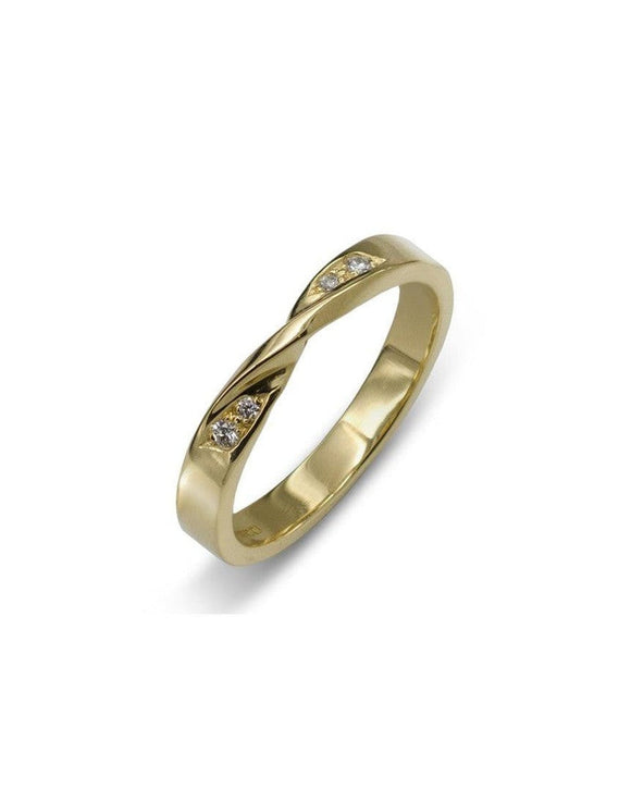 Wedding Ring with Twist Gold and Diamond Ring Pruden and Smith