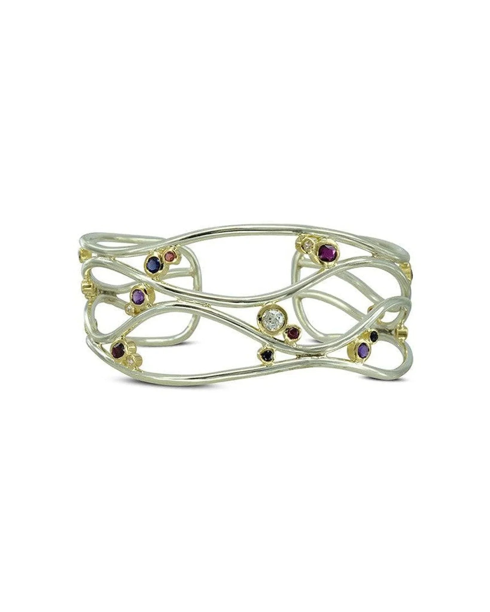 White Gold Ruby Diamond Cuff Bangle Bangle Pruden and Smith