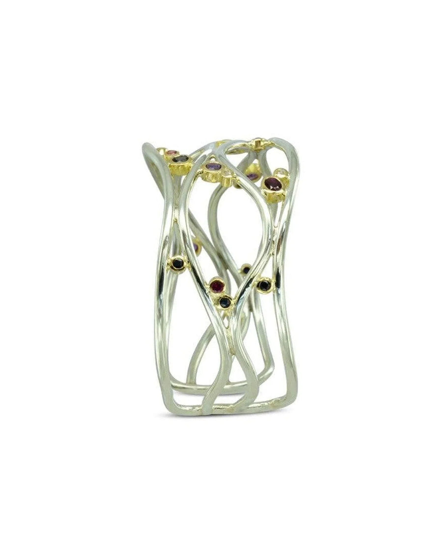 White Gold Ruby Diamond Cuff Bangle Bangle Pruden and Smith