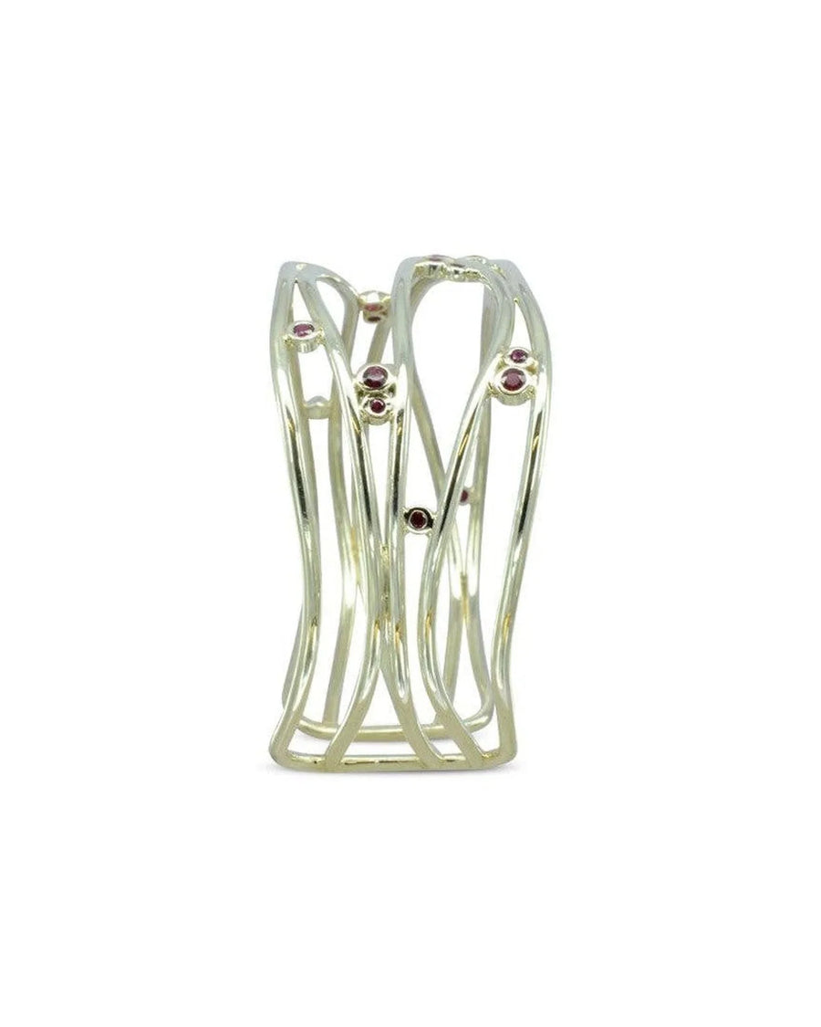 White Gold Ruby Diamond Cuff Bangle Bangle Pruden and Smith
