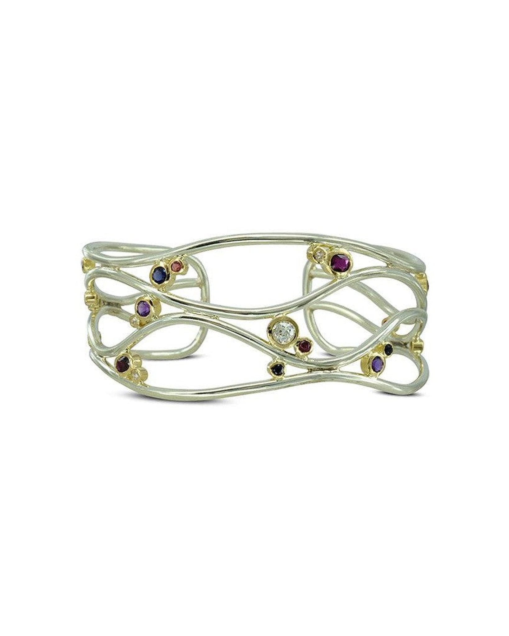 White Gold Ruby Diamond Cuff Bangle Bangle Pruden and Smith