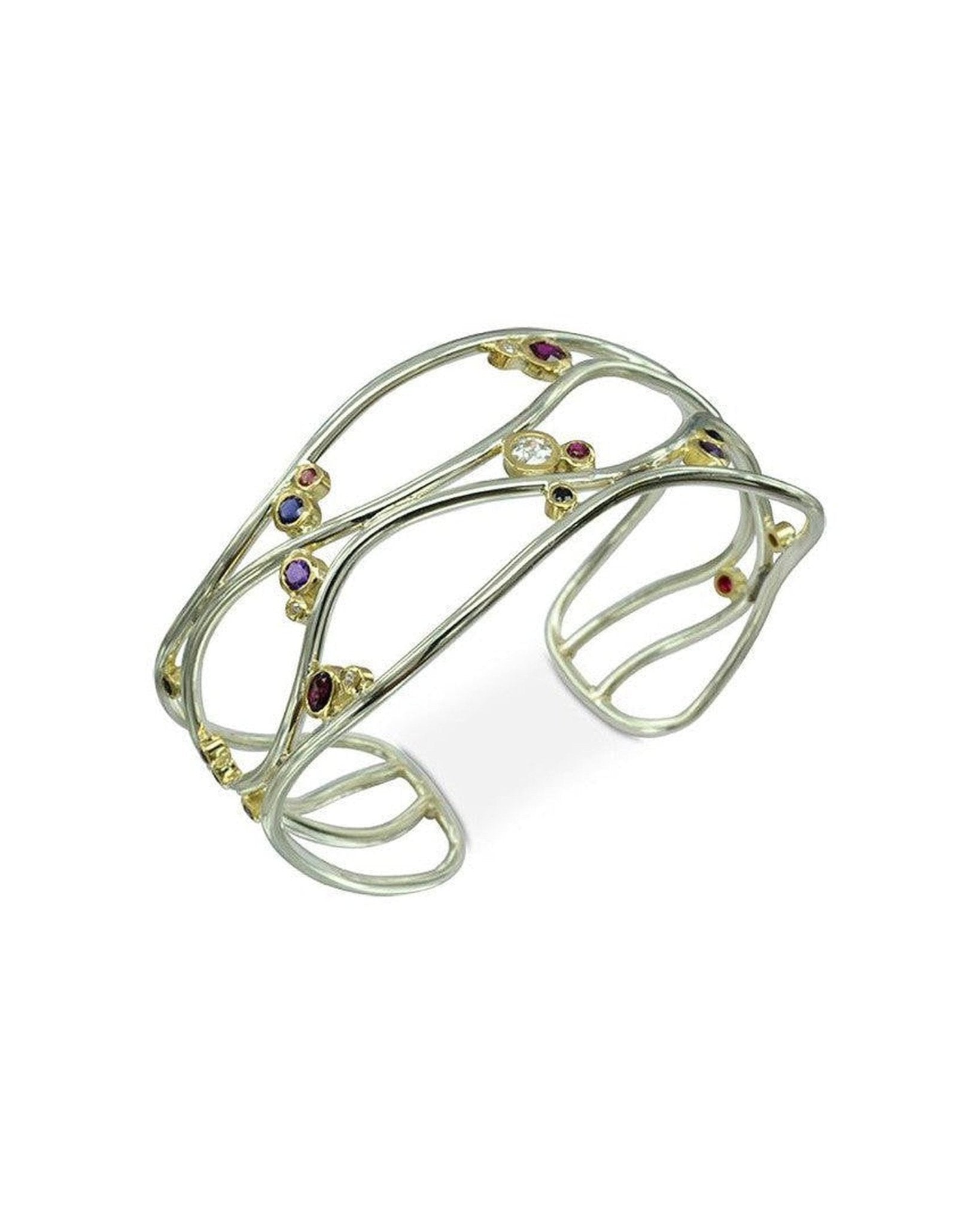 White Gold Ruby Diamond Cuff Bangle Bangle Pruden and Smith