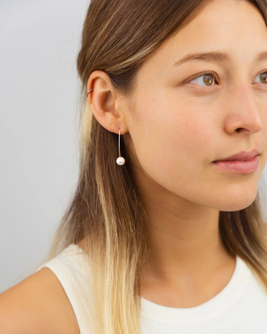 White Pearl Drop Earrings Earrings Pruden and Smith