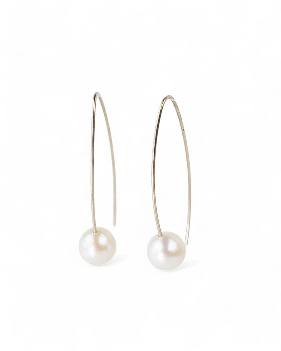White Pearl Drop Earrings Earrings Pruden and Smith