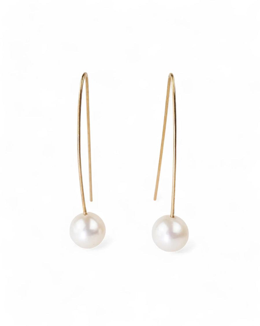 White Pearl Drop Earrings Earrings Pruden and Smith 9ct Yellow Gold