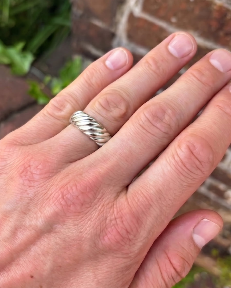white gold twisted mens wedding ring