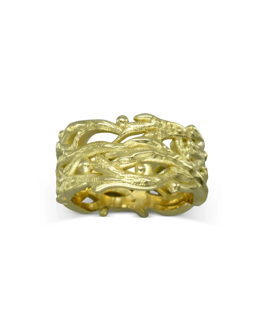 Wide Gold Seaweed Ring Ring Pruden and Smith