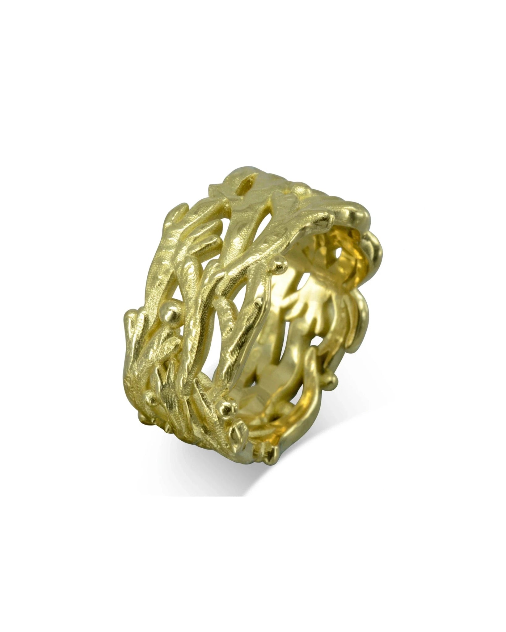 Wide Gold Seaweed Ring Ring Pruden and Smith 18ct Yellow Gold