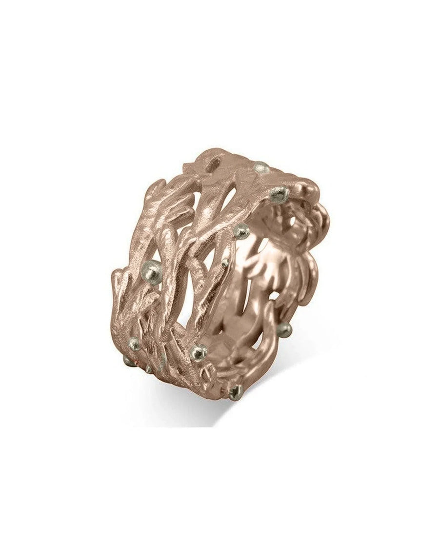 Wide Gold Seaweed Ring Ring Pruden and Smith 18ct Rose Gold