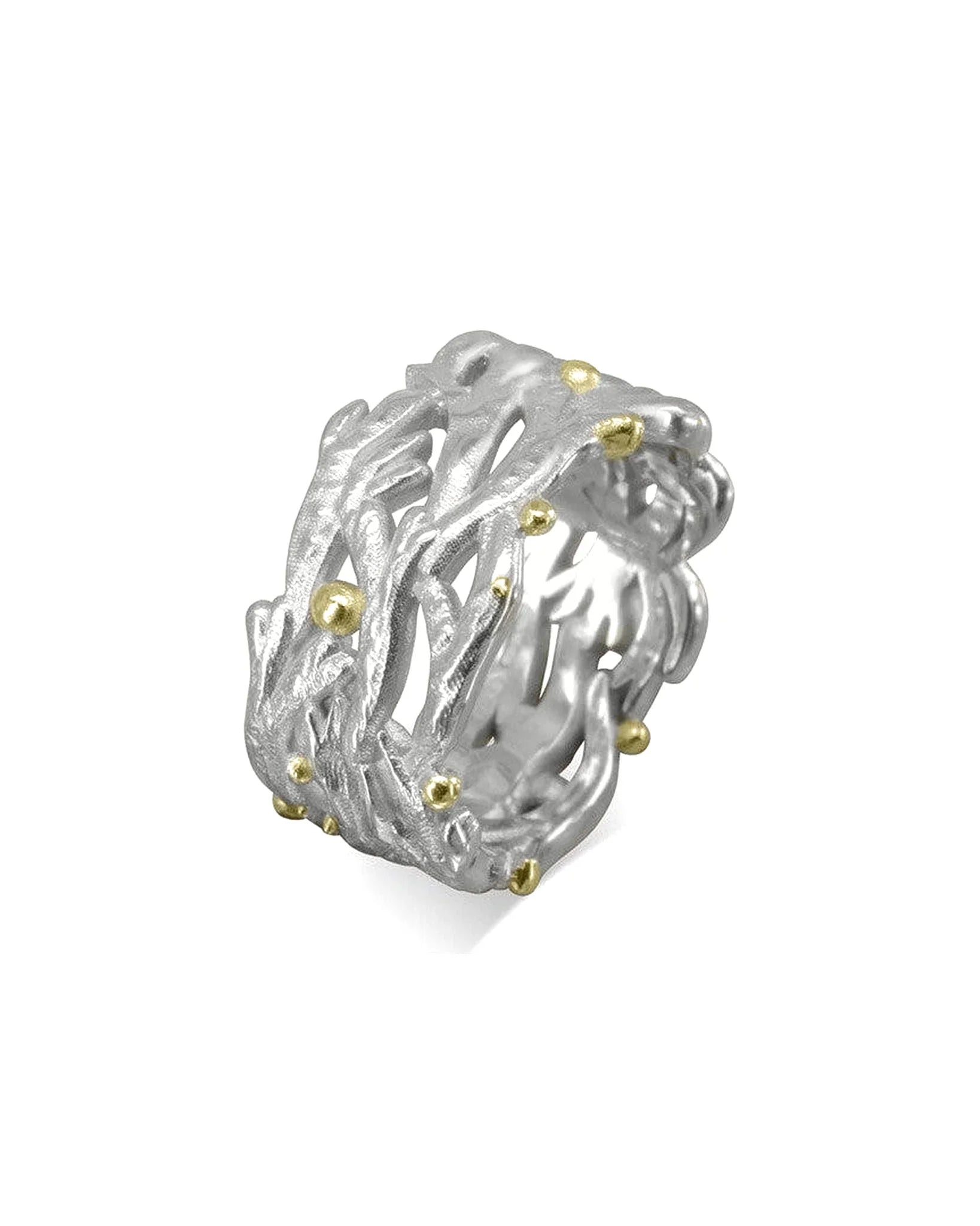 Wide Gold Seaweed Ring Ring Pruden and Smith Platinum