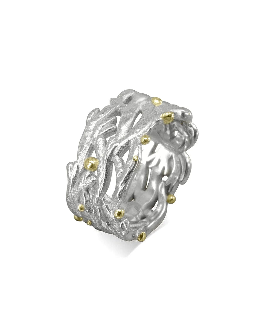 Wide Gold Seaweed Ring Ring Pruden and Smith Platinum