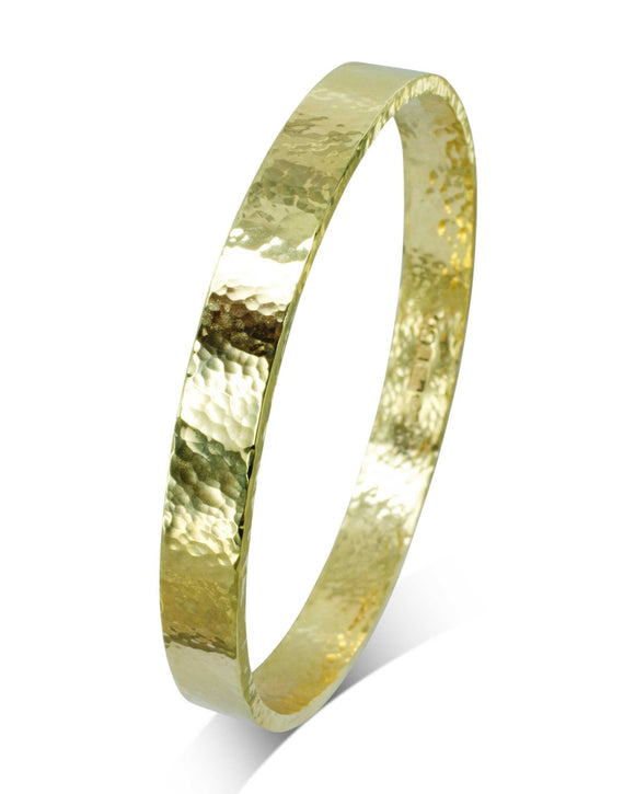 Wide Hammered Gold Bangle Bangle Pruden and Smith