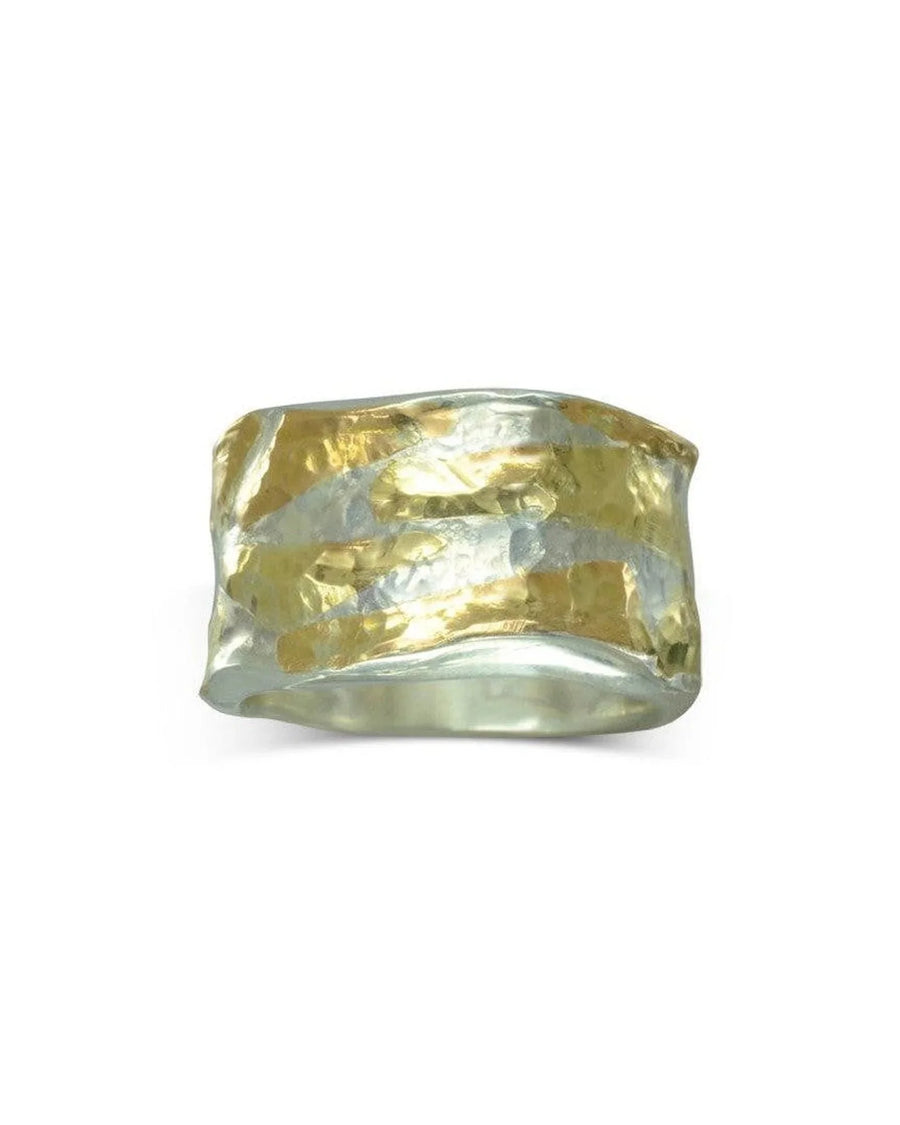 Wide Hammered Gold Pieces Ring Ring Pruden and Smith