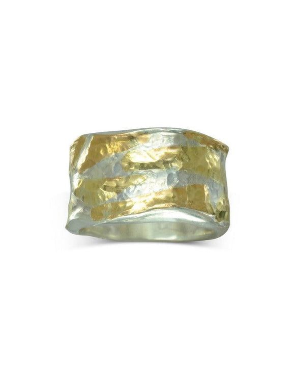 Wide Hammered Gold Pieces Ring Ring Pruden and Smith