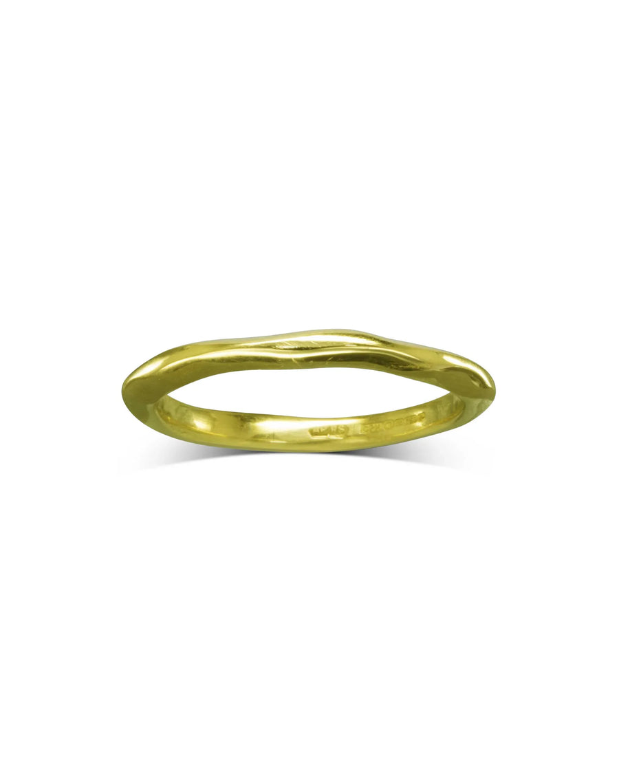 Gold dainty uneven wedding ring.