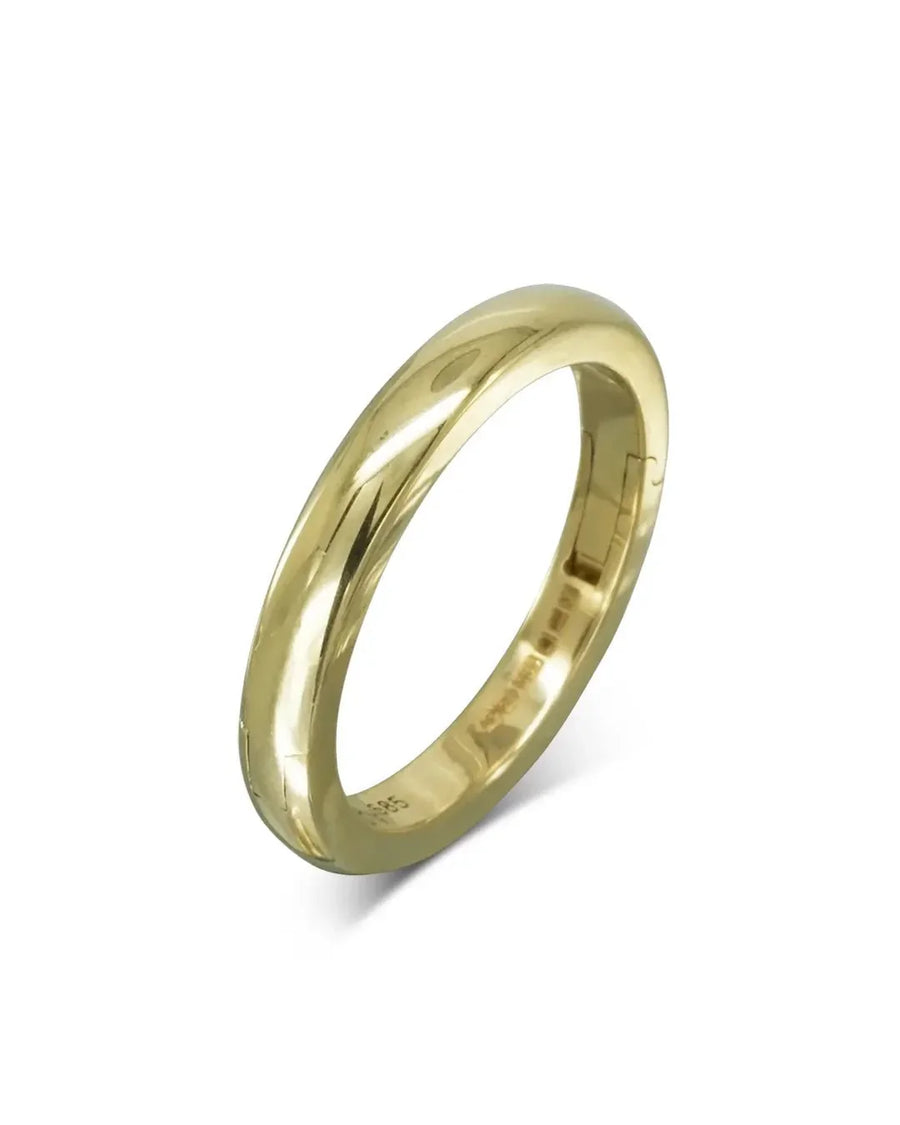 Yellow gold hinged wedding band with a polished finish.