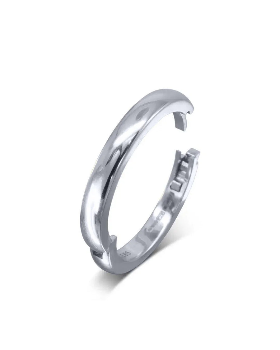 9ct white gold 3mm hinged wedding band.
