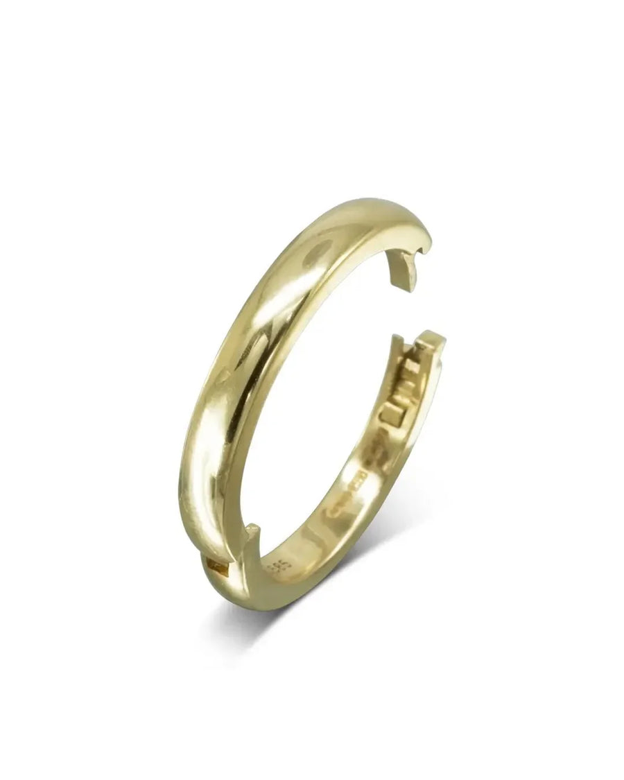 9ct yellow gold 3mm hinged wedding band.