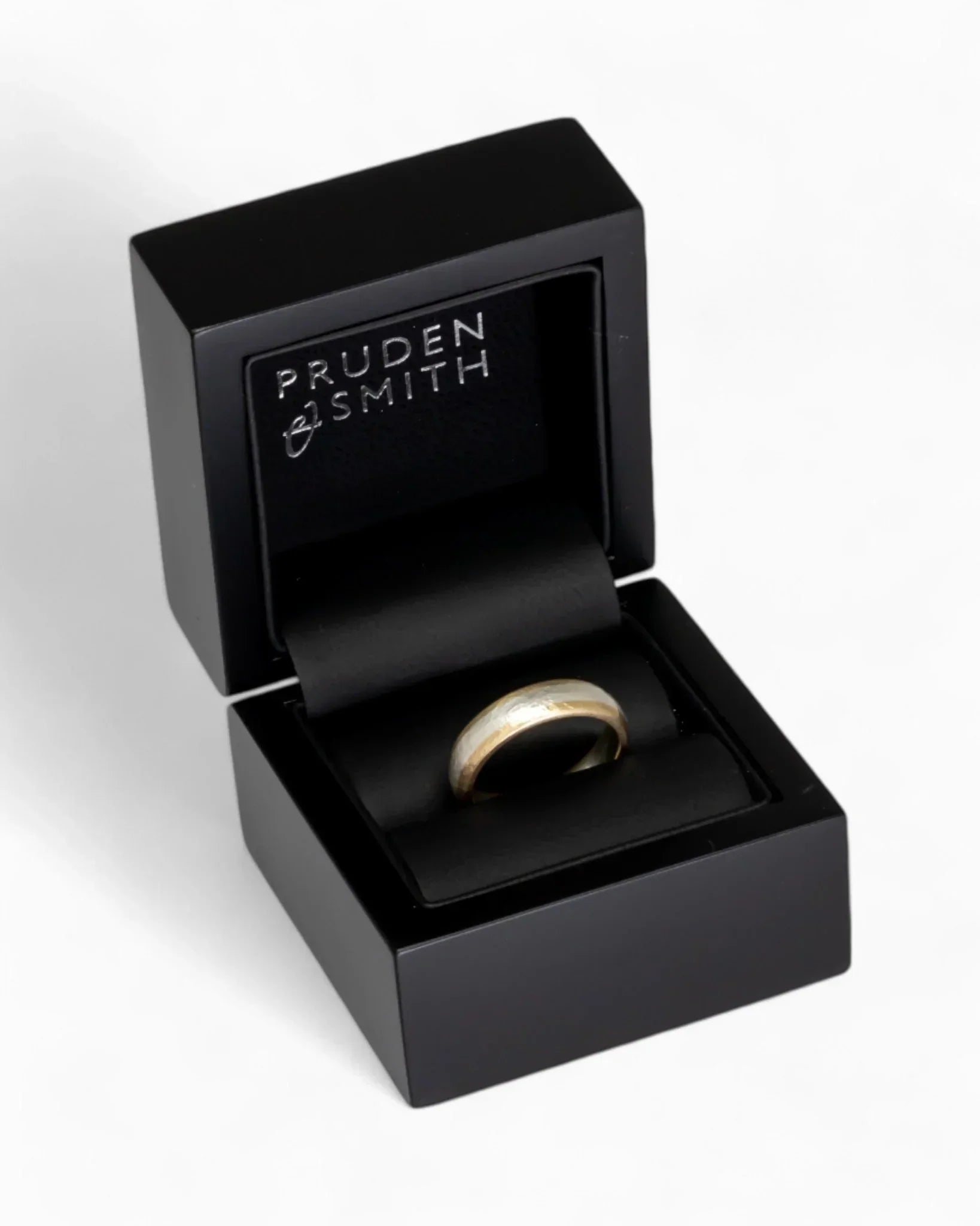 Mixed Metal Matt Court Shaped Wedding Band Ring Pruden and Smith