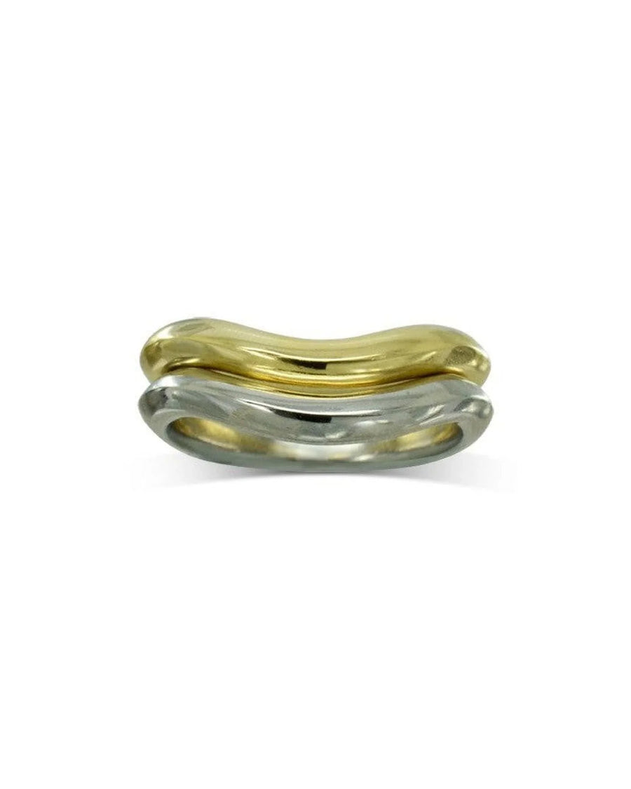 Trillion Two Tone Curved to Fit Wedding Band Ring Pruden and Smith